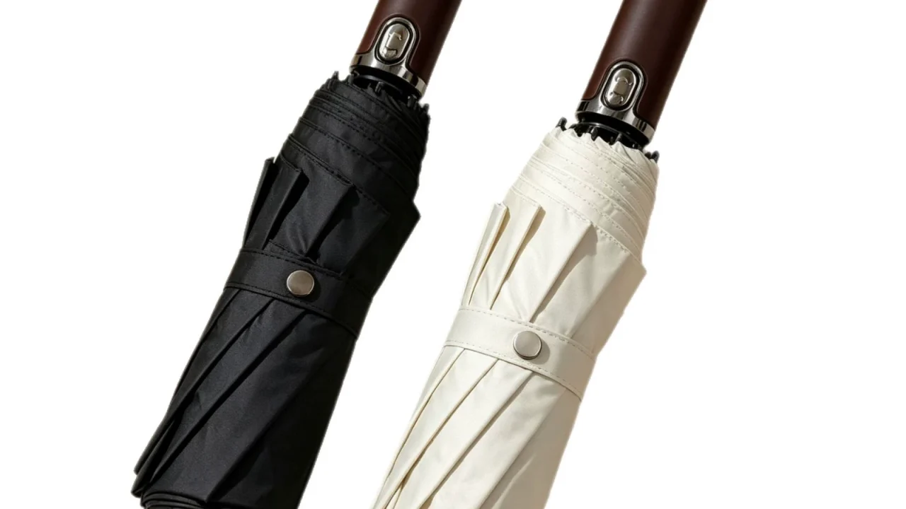 23 inch 10-rib automatic folding business umbrella with black UV coating