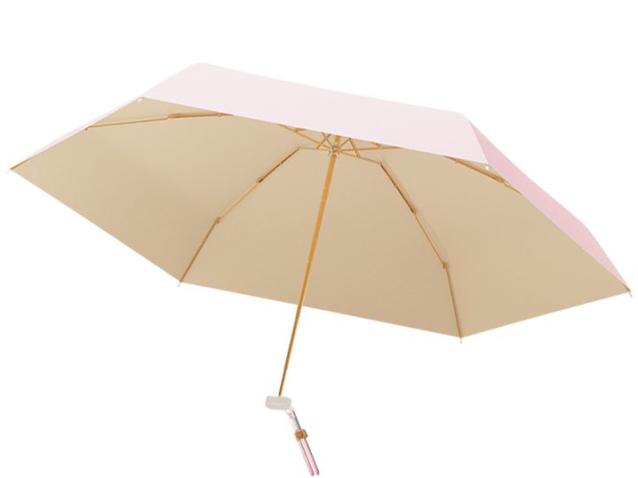 5-Fold 6-Rib Retro Mini Sun Umbrella with Portable Carry Handle