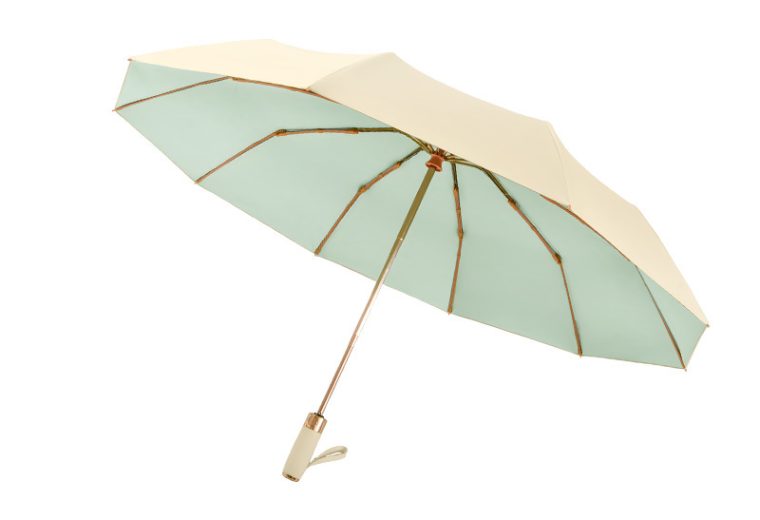 New Arrival: 10-Rib Folding Umbrella with 3+3 Golden Frame and Colour UV Coating