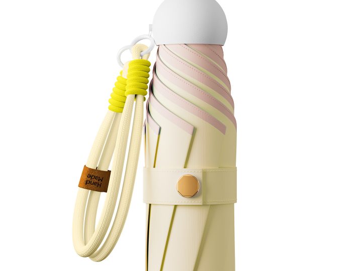 5-Fold Manual Compact Sun Umbrella – Golden Frame