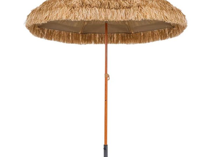 Wholesale Artificial Straw Garden Beach Umbrella with Iron Frame and Square Canopy