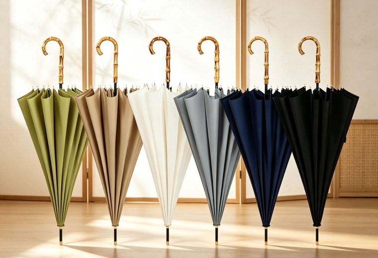Custom 16-Rib Bamboo Handle Long Umbrella for Wholesale