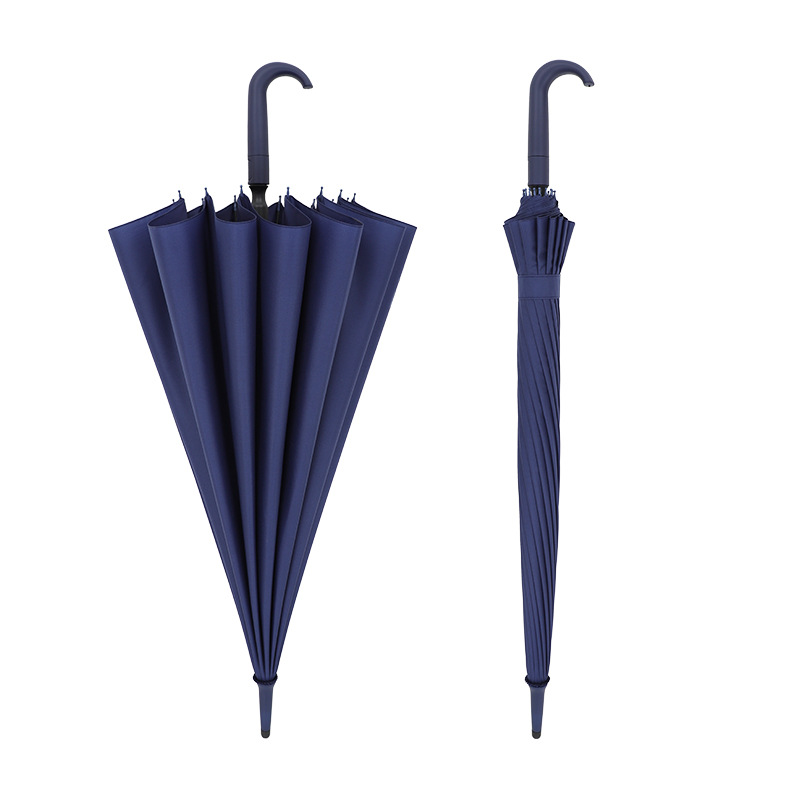 Wholesale 16-Rib 25-Inch Automatic Long Umbrella with Curved Handle