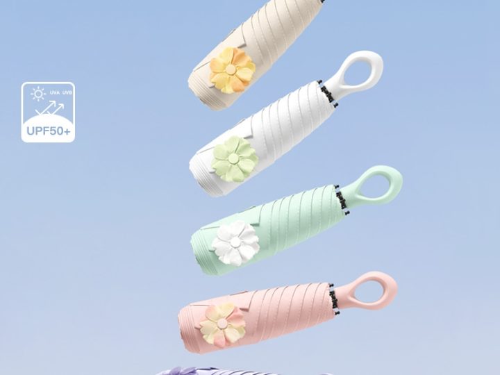 Wholesale 6-Rib 5-Fold Flower Handle Pocket Umbrella